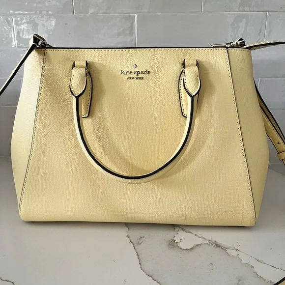Kate Spade Kristi Yellow Leather Satchel KA696 Purse Butter NWOT Crossbody - Picture 3 of 10
